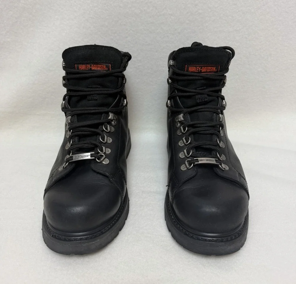 Harley Davidson Dipstick Men's Black Leather Motorcycle Riding Boots Size 10.5